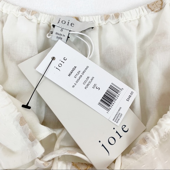 Joie Mianda Long Sleeve embroidered Dress square neck tassel - Picture 6 of 12